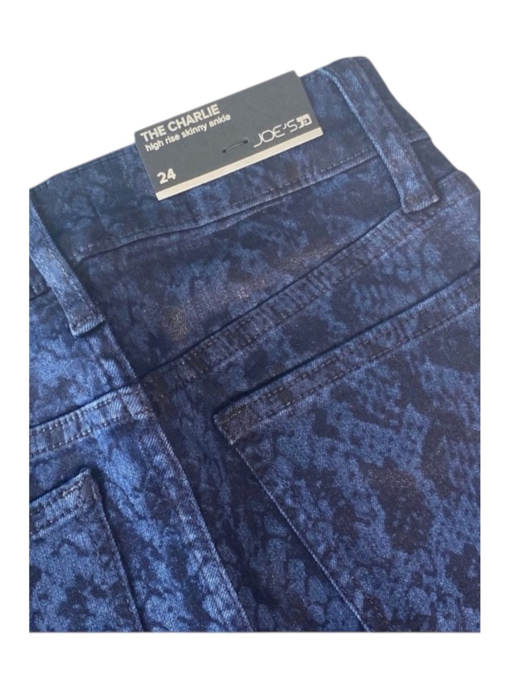 new Joe's Jeans ㋛ Charlie Skinny High Waist Jean ㋛ Coated Navy Python Print ㋛ - Picture 12 of 16